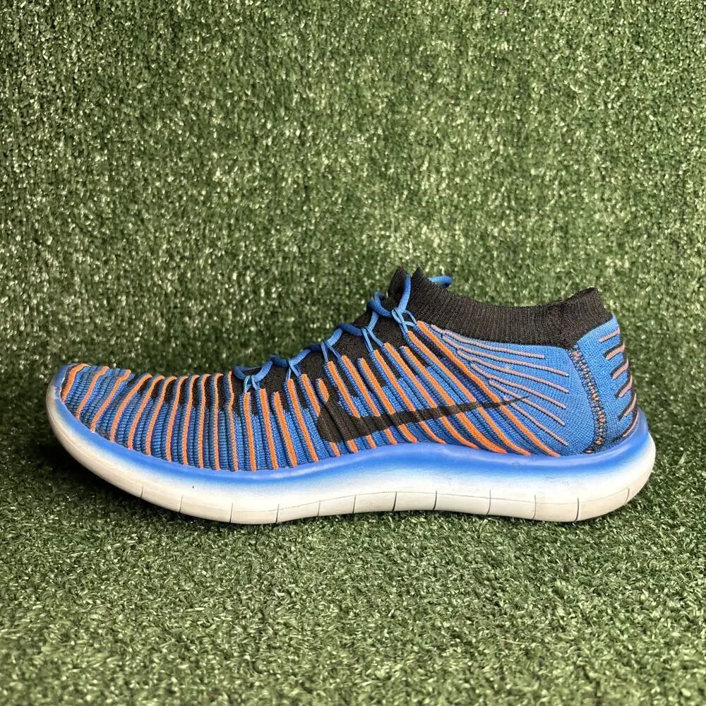 Nike Free RN Motion Flyknit Shoes‎ Men 11.5 Running Blue Orange 834584-401